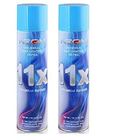 Neon 11x Ultra Refined Butane Fuel Lighter Refill Gas (Pack of 2)