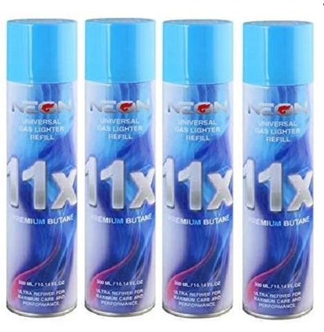 Neon 11x Ultra Refined Butane Fuel Lighter Refill Gas (Pack of 4)