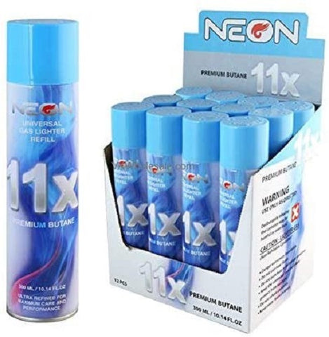 Neon 11x Ultra Refined Butane Fuel Lighter Refill Gas (1 Box) 12 Cans