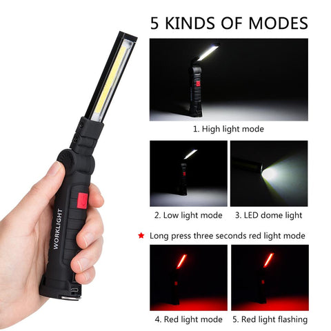 COB LED Tactical Flashlight USB Rechargeable Torch Waterproof Work Light Magnetic Lanterna Hanging Lamp For Night Lighting