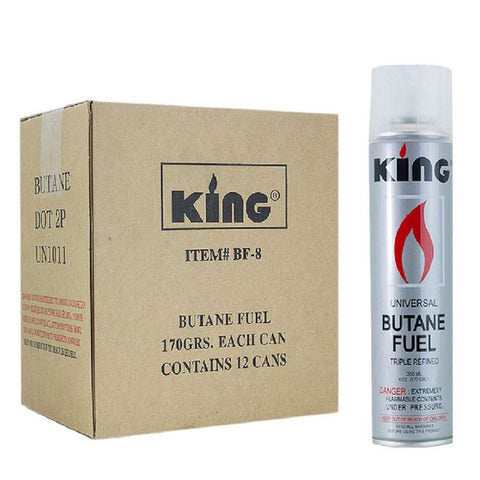 King Butane Refined Torch Lighter Fuel Refill (1 Box) 12 Cans