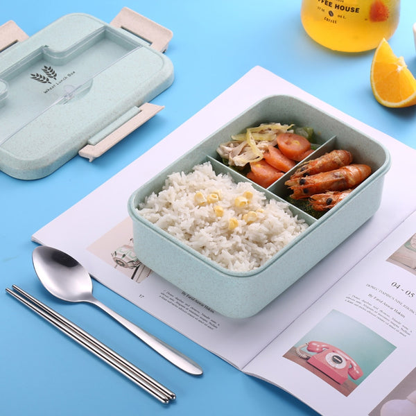 Microwave Lunch Box Wheat Straw Dinnerware Food Storage Container Children Kids School Office Portable Bento Box Dropshipping