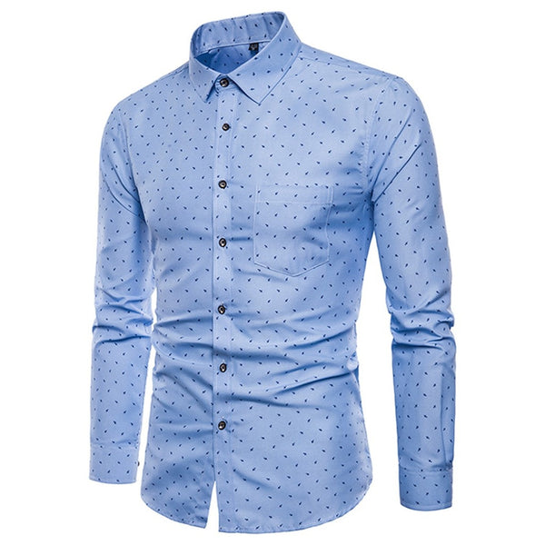 Men's Modis Printed Long Sleeve Shirts Slim Fit Comfortable Long Sleeve Shirt Mens Business Oxford Dress Shirt Work Wear Shirt