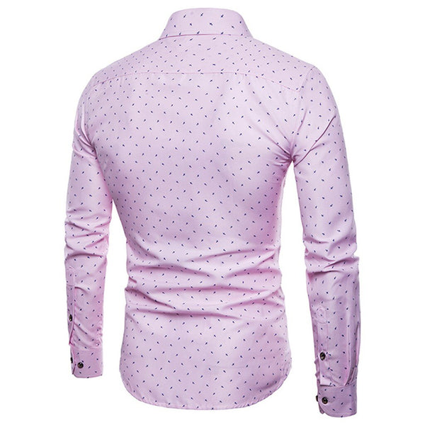 Men's Modis Printed Long Sleeve Shirts Slim Fit Comfortable Long Sleeve Shirt Mens Business Oxford Dress Shirt Work Wear Shirt