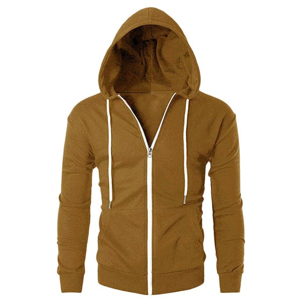 Solid sweatshirt Mens Casual Slim Fit Long Sleeve Zipper Hoodie With Pocket Outwear Blouse sudadera hombre hip hop hoodie