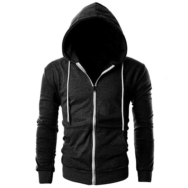 Solid sweatshirt Mens Casual Slim Fit Long Sleeve Zipper Hoodie With Pocket Outwear Blouse sudadera hombre hip hop hoodie