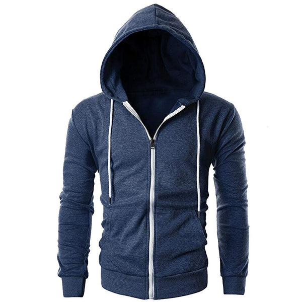 Solid sweatshirt Mens Casual Slim Fit Long Sleeve Zipper Hoodie With Pocket Outwear Blouse sudadera hombre hip hop hoodie