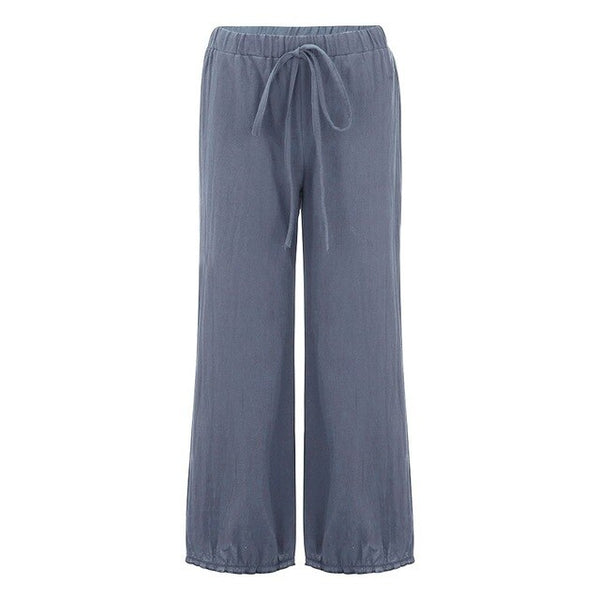 Women Pant Hemp Bloomer Plus Size 2019 Autunm Loose Women Trouser cotton Linen Pleated Oversize Pockets Wide Leg Pant
